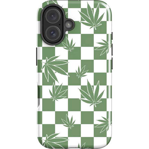 Marijuana Green Checkered iPhone 16 Plus Impact Case